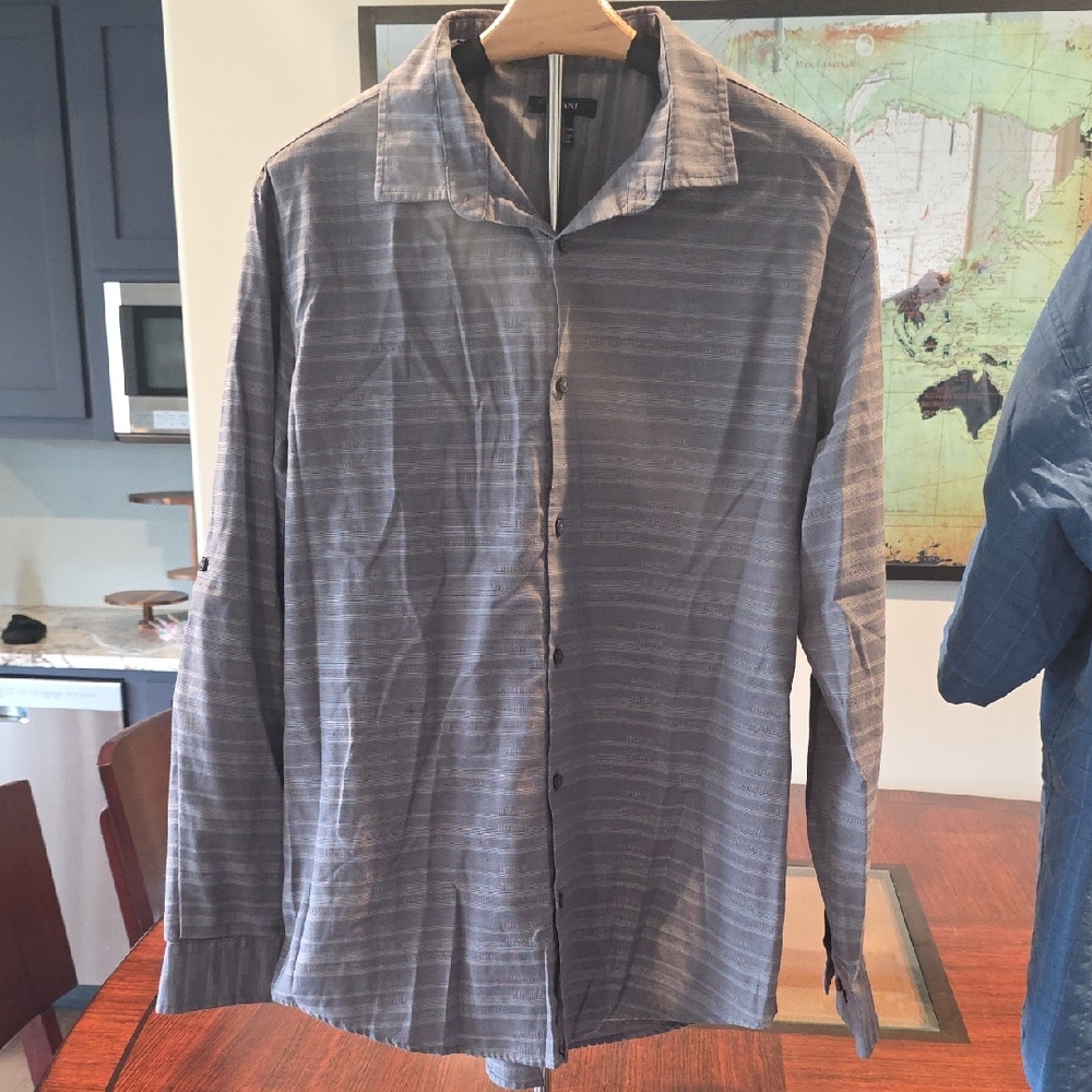 Alfani Men's Striped Gray Casual Shirt